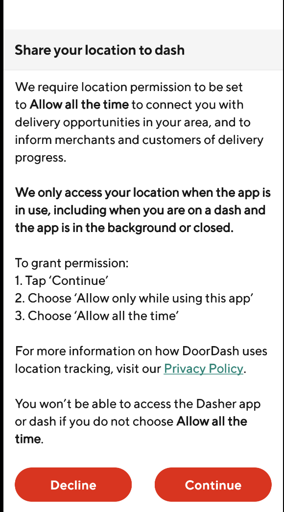 DoorDash Driver (Dasher) Application