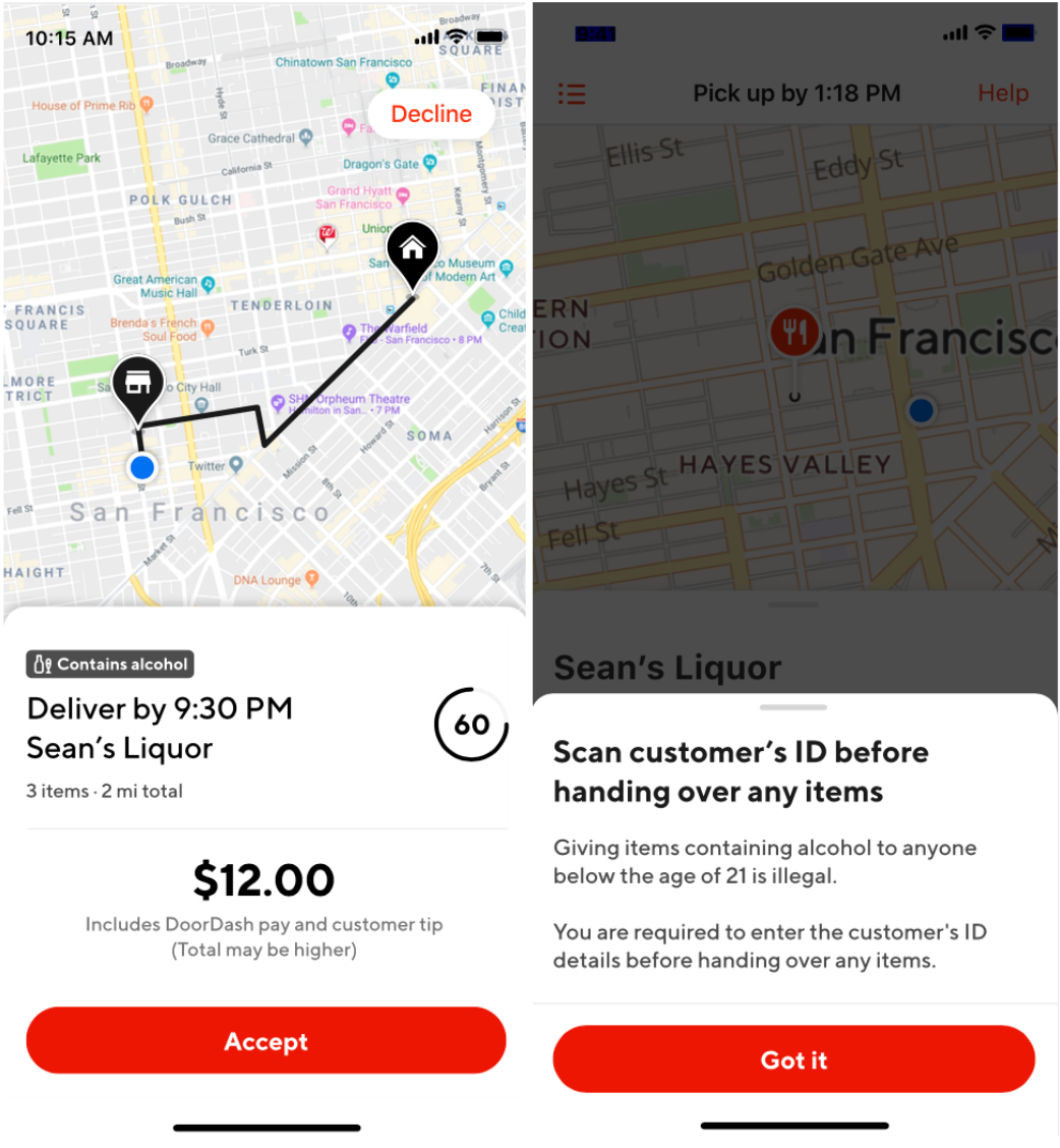 Alcohol Order App Navigation