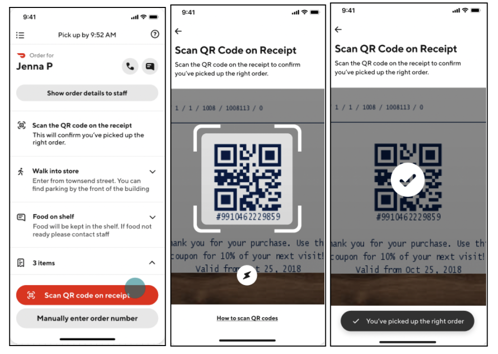 Merchant to Dasher Order Pickup Verification