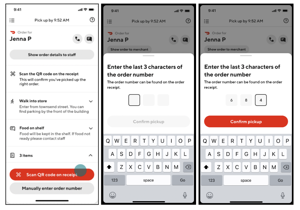 Merchant to Dasher Order Pickup Verification