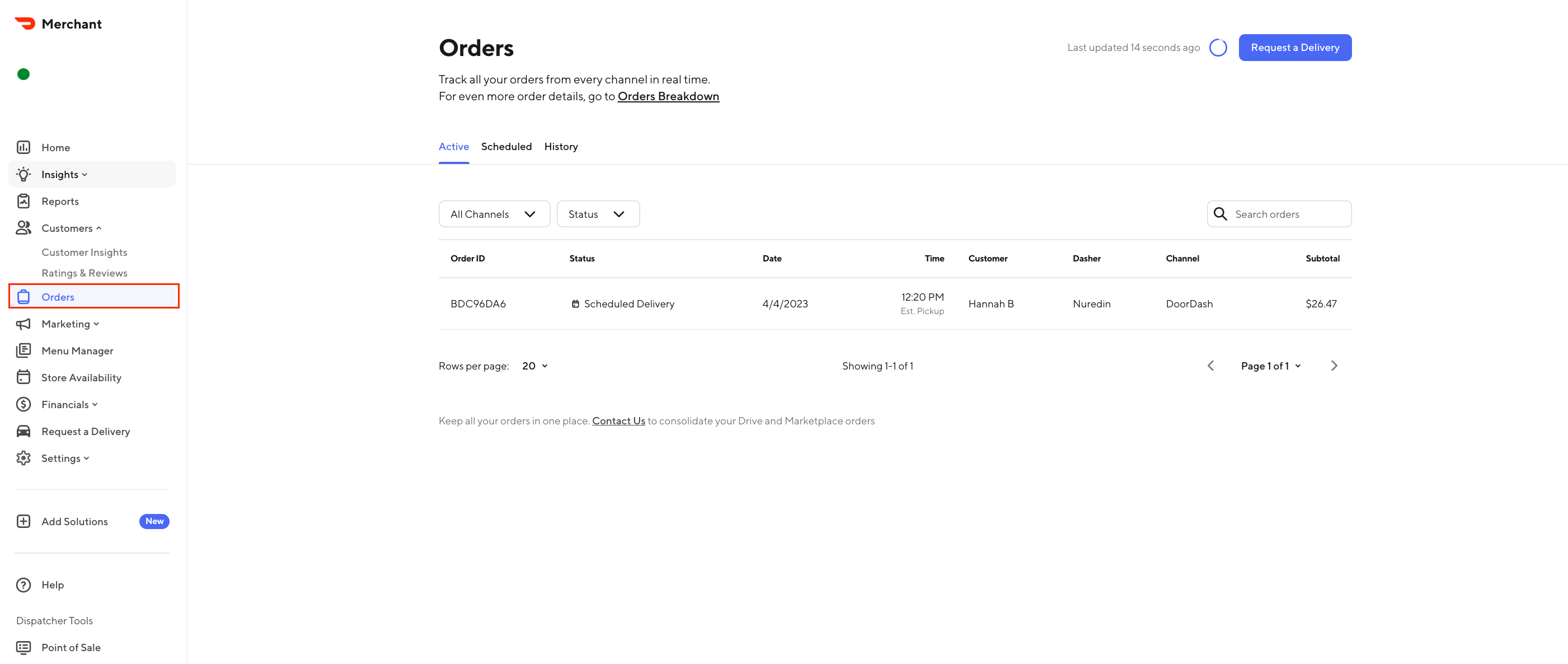 How can I view my delivery history with DoorDash?